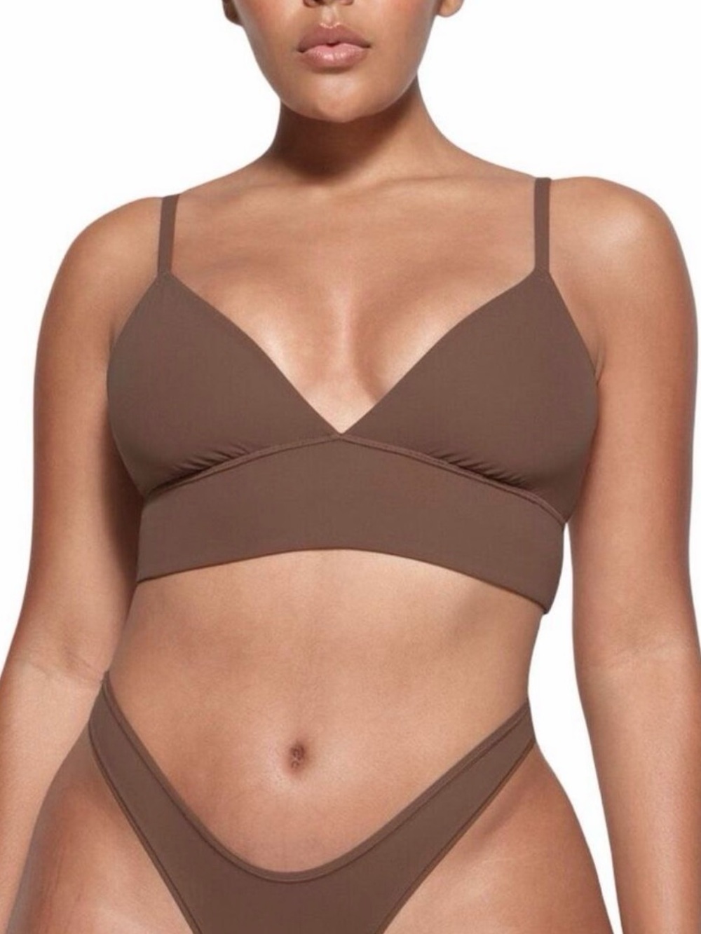 Skims Fits Everybody Longline Triangle Bra Bralette Jasper Brown